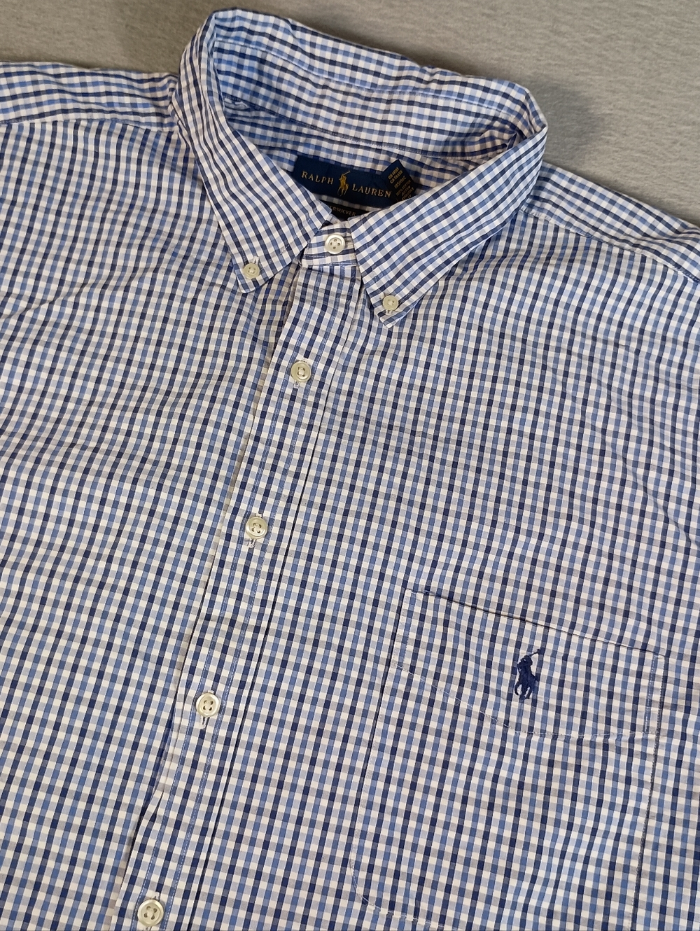 Ralph Lauren Gingham Seersucker Men's 3XB Embroidered Pony Pocket Preppy Shirt